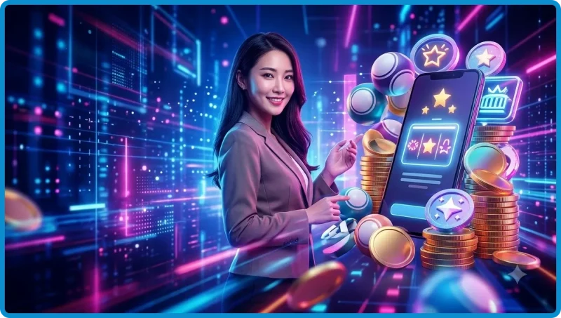 Người chơi xổ số online tìm kiếm thông tin đáng tin cậy về Mega 6/45 tại 33WIN với biểu tượng câu hỏi nổi