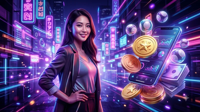 Xổ số Mega 6/45 - Trò chơi chọn 6 số từ 45 với giao diện neon futuristic và quả cầu số nổi